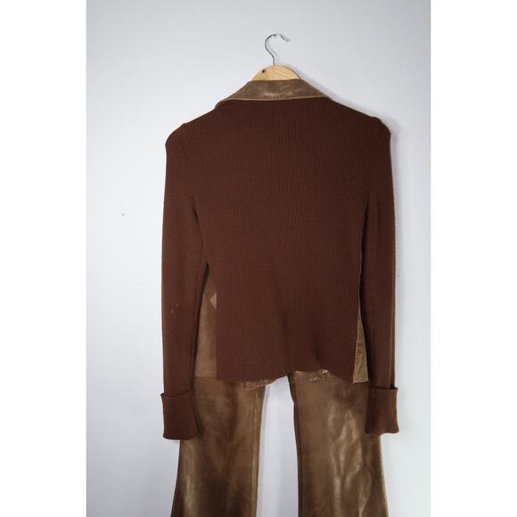 vintage Cache brown bronze gold leather pant suit y2k quiet luxury small - Picture 6 of 11